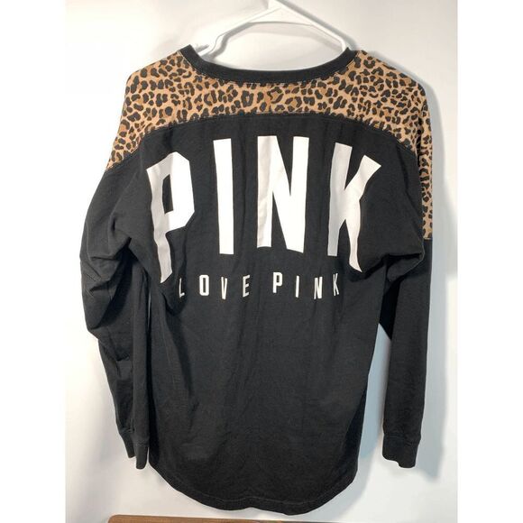 PINK Victoria's Secret Leopard Print Long Sleeve T-Shirt Black Size XS - Picture 6 of 6